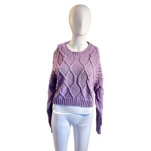 Aeropostale Small Purple Cropped Cable Knit Sweater